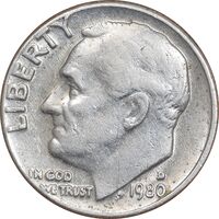 سکه 1 دایم 1980D روزولت - EF45 - آمریکا