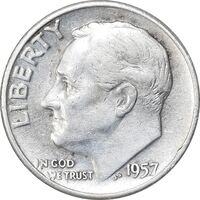 سکه 1 دایم 1957D روزولت - EF45 - آمریکا