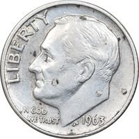 سکه 1 دایم 1963D روزولت - EF45 - آمریکا