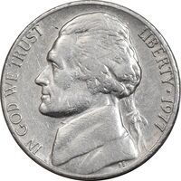 سکه 5 سنت 1977 جفرسون - EF45 - آمریکا