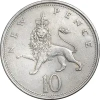 سکه 10 نیو پنس 1969 الیزابت دوم - EF45 - انگلستان