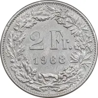 سکه 2 فرانک 1968 دولت فدرال - EF45 - سوئیس