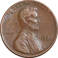 سکه 1 سنت 1981 لینکلن - AU55 - آمریکا