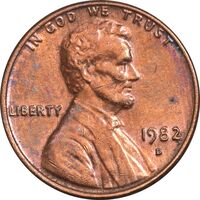 سکه 1 سنت 1982D لینکلن - AU55 - آمریکا
