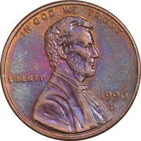 سکه 1 سنت 1996D لینکلن - AU55 - آمریکا