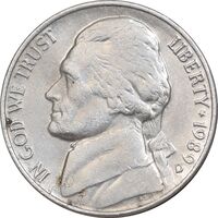 سکه 5 سنت 1989D جفرسون - AU50 - آمریکا