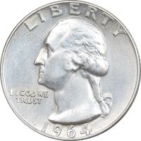 سکه کوارتر دلار 1964 واشنگتن - AU50 - آمریکا