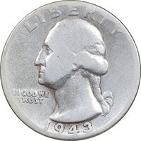سکه کوارتر دلار 1943 واشنگتن - VF30 - آمریکا