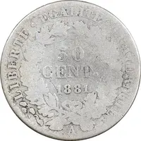 سکه 50 سانتیم 1881 جمهوری سوم - VF30 - فرانسه