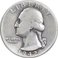 سکه کوارتر دلار 1942 واشنگتن - VF35 - آمریکا