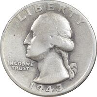 سکه کوارتر دلار 1943 واشنگتن - VF35 - آمریکا