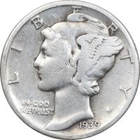 سکه 1 دایم 1939 مرکوری - VF35 - آمریکا