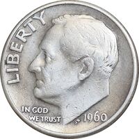 سکه 1 دایم 1960D روزولت - EF40 - آمریکا