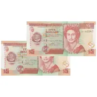 اسکناس 5 دلار 2020 الیزابت دوم - جفت - UNC64 - بلیز