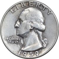 سکه کوارتر دلار 1959D واشنگتن - EF40 - آمریکا
