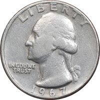 سکه کوارتر دلار 1967 واشنگتن - EF40 - آمریکا