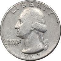 سکه کوارتر دلار 1967 واشنگتن - EF40 - آمریکا