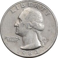 سکه کوارتر دلار 1983P واشنگتن - EF45 - آمریکا