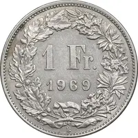 سکه 1 فرانک 1969 دولت فدرال - EF45 - سوئیس