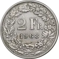 سکه 2 فرانک 1968 دولت فدرال - EF45 - سوئیس