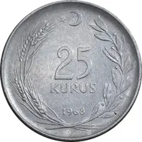 سکه 25 کروش 1968 جمهوری - EF45 - ترکیه