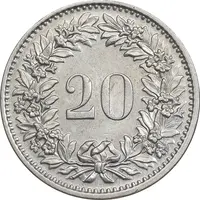 سکه 20 راپن 1970 دولت فدرال - AU58 - سوئیس