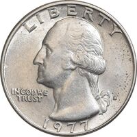 سکه کوارتر دلار 1977D واشنگتن - MS62 - آمریکا