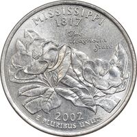 سکه کوارتر دلار 2002P ایالتی - میسیسیپی - MS63 - آمریکا