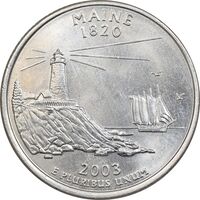 سکه کوارتر دلار 2003D ایالتی - مین - MS63 - آمریکا