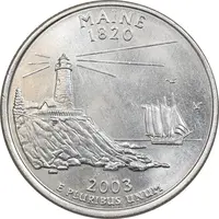 سکه کوارتر دلار 2003D ایالتی - مین - MS63 - آمریکا
