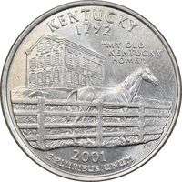 سکه کوارتر دلار 2001D ایالتی - کنتاکی - MS63 - آمریکا