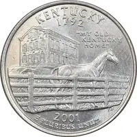 سکه کوارتر دلار 2001D ایالتی - کنتاکی - MS63 - آمریکا