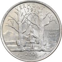 سکه کوارتر دلار 2001D ایالتی - ورمونت - MS63 - آمریکا