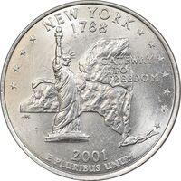 سکه کوارتر دلار 2001D ایالتی - نیویورک - MS63 - آمریکا