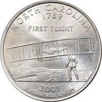 سکه کوارتر دلار 2001D ایالتی - کارولینای شمالی - MS63 - آمریکا