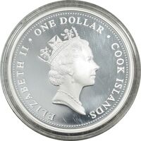 مدال 1 دلار آمریگو وسپوچی 2005 - الیزابت دوم- PF70 - جزایر کوک