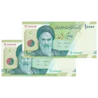 اسکناس 10000 ریال (طیب نیا- سیف) سری 27 - شماره نیمه رند - جفت - UNC64 - جمهوری اسلامی