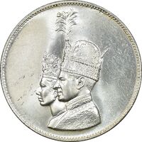 مدال نقره جشن تاجگذاری 1346 - MS62 - محمد رضا شاه