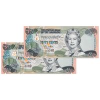 اسکناس 50 سنت 2001 الیزابت دوم - جفت - UNC65 - باهاما