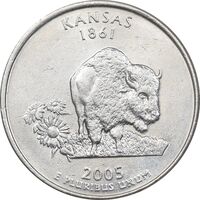 سکه کوارتر دلار 2005P ایالتی - کانزاس - MS61 - آمریکا
