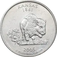 سکه کوارتر دلار 2005P ایالتی - کانزاس - MS61 - آمریکا