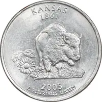 سکه کوارتر دلار 2005P ایالتی - کانزاس - MS61 - آمریکا