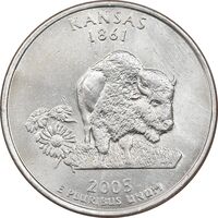 سکه کوارتر دلار 2005D ایالتی - کانزاس - AU58 - آمریکا