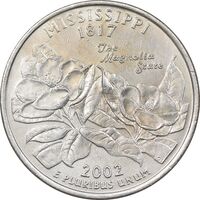سکه کوارتر دلار 2002P ایالتی - میسیسیپی - AU58 - آمریکا