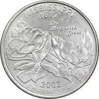 سکه کوارتر دلار 2002P ایالتی - میسیسیپی - AU55 - آمریکا
