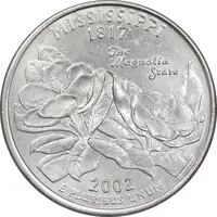 سکه کوارتر دلار 2002P ایالتی - میسیسیپی - AU55 - آمریکا