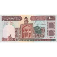 اسکناس 1000 ریال (ایروانی - قاسمی) فیلیگران الله - شماره بزرگ - تک - AU50 - جمهوری اسلامی
