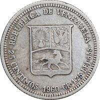 سکه 25 سنتیمو 1960 - EF45 - ونزوئلا