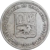 سکه 25 سنتیمو 1960 - EF45 - ونزوئلا