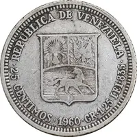 سکه 25 سنتیمو 1960 - EF45 - ونزوئلا